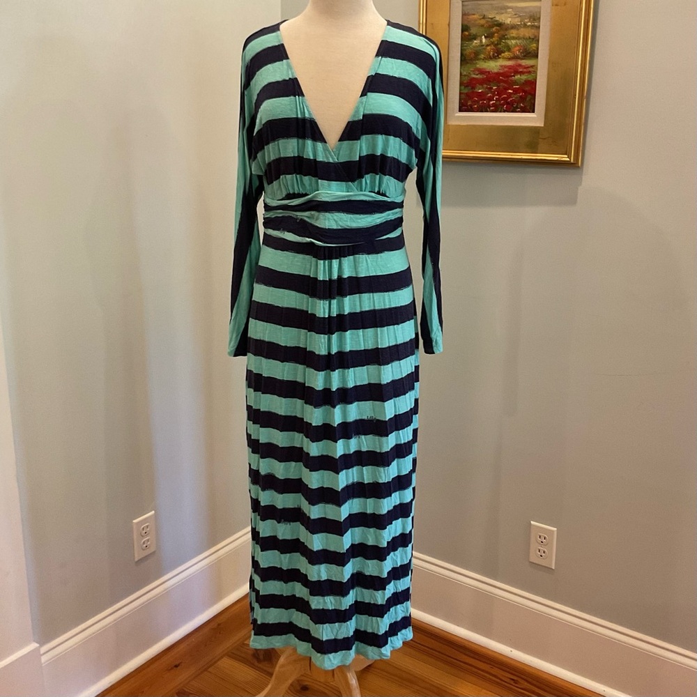 Lilly Pulitzer Navy & Aqua Stripe Maxi Dress